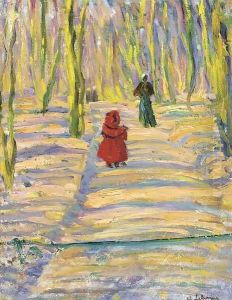 Madame Lebasque et sa fille Martha au promenade, Montevrain by Henri Lebasque