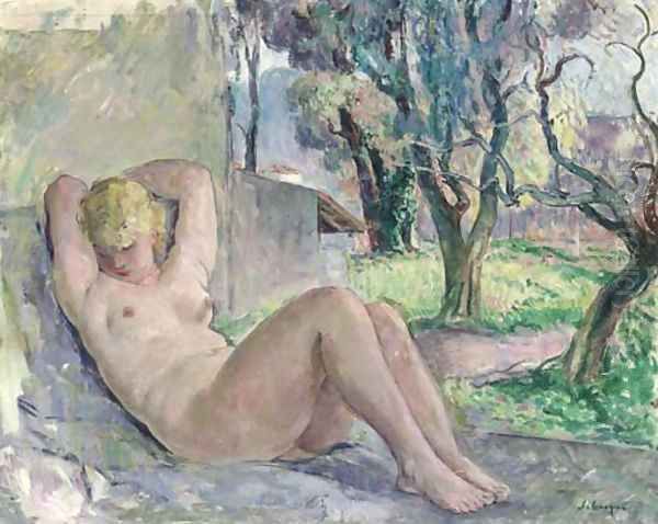 Nu assis dans un jardin - view 1