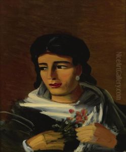 Portrait De Femme Tenant Un Bouquet by Andre Derain
