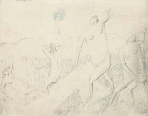 Quatre Femmes Nues Dans Un Paysage by Andre Derain