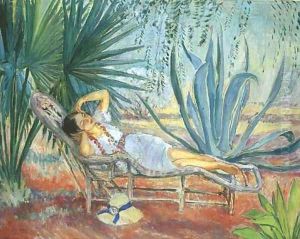 St. Tropez, Marthe assoupie dans une chaise longue by Henri Lebasque
