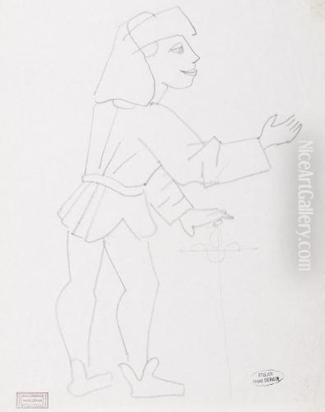Boy Leaning On Sword - view 1