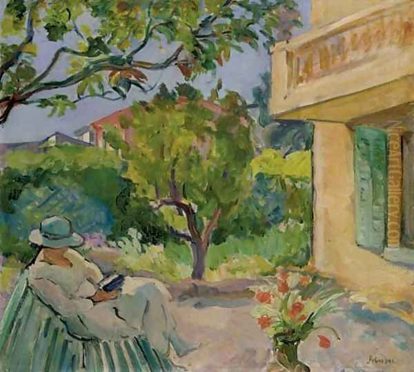 Le Cannet, Madame Lebasque lisant dans un jardin - view 1