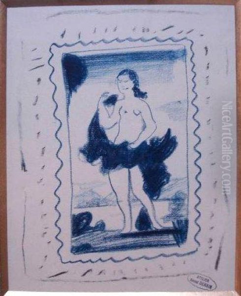 Nu Dessin Au Crayon Bleu - view 1