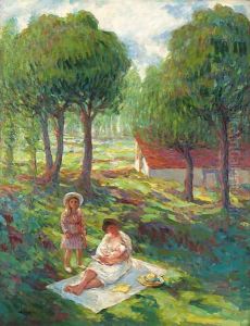 Mre et enfant dans un paysage by Henri Lebasque