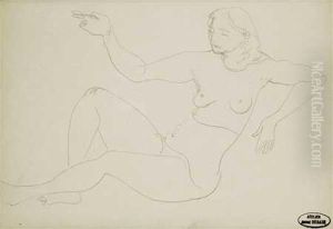 Femme Assise Bras Droit Leve by Andre Derain