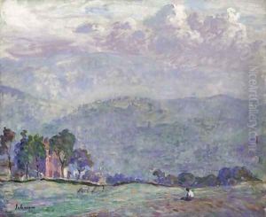 Femme assise dans un paysage