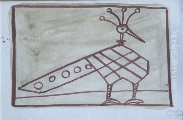 L'oiseau Atelier Stamp, Victor Waddington Label Verso - view 1