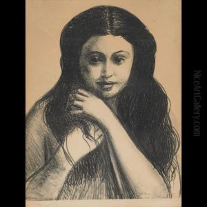 Head And Shoulder Study Of Woman With Long Hair by Andre Derain