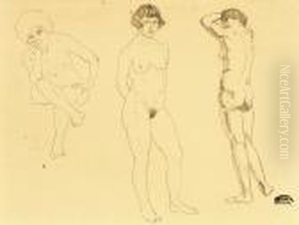 Three Figures (two Standing, One Seated) - view 1