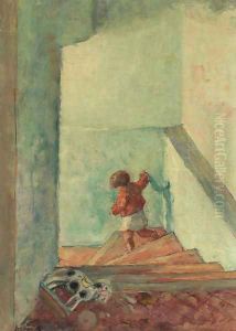 Enfant dans un escalier