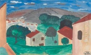 Paysage Avec Maison Rose. by Andre Derain
