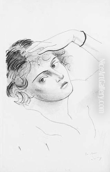 Visage De Femme, Appuyee Sur Sa Main - view 1