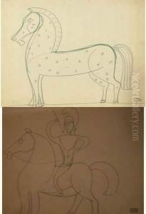 Cheval Pommele (recto)
 Cheval Et Cavalier (verso) by Andre Derain