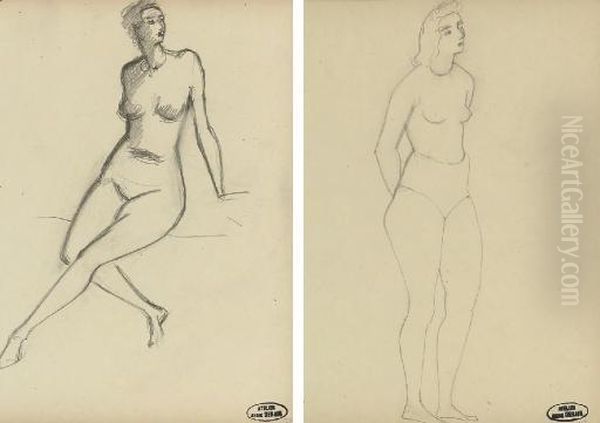 Femme Nue Assise Aux Jambes Croisees - view 1