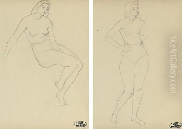 Femme Nue Assise Aux Pieds Croises - view 1