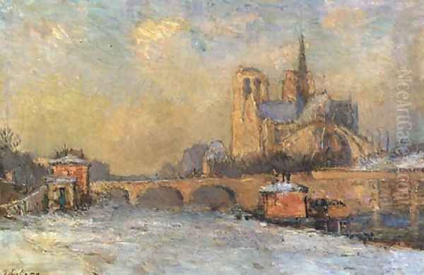 Notre-Dame and Seine, Winter - view 1