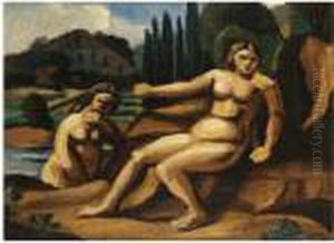 Deux Baigneuses Dans Un Paysage by Andre Derain