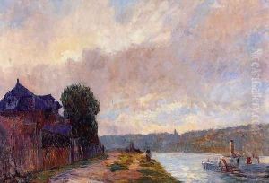Tugboat on the Seine Downstream from Rouen by Albert Lebourg