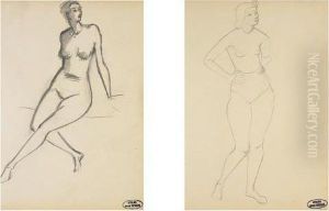 Femme Nue Assise Et Femme Nue Debout by Andre Derain