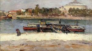Bateau-Mouche at the Quai St Bernard in Paris by Albert Lebourg