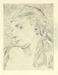 Couple Au Bord Du Torrent. - Portrait D'une Jeune Fille Aux Boucles D'oreilles by Andre Derain