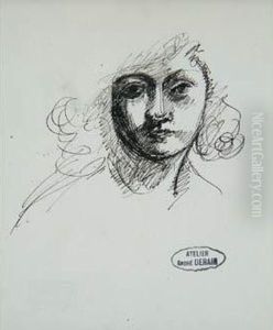  Visage Feminin De Face  by Andre Derain
