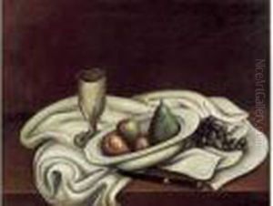 Nature Morte Au Verre, Fruits Et Couteau, Circa 1920.