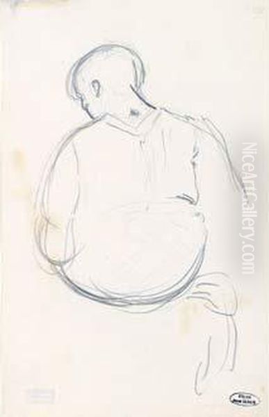 Femme Assise De Dos - view 1