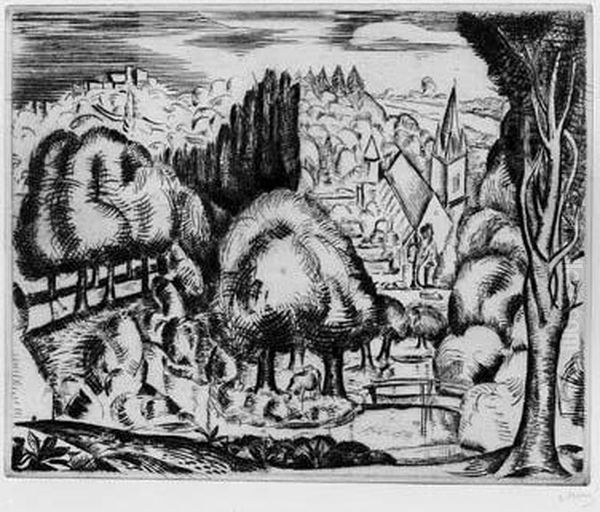 Paysage Dans Le Gout Italien (le Morin). Vers 1911. - view 1