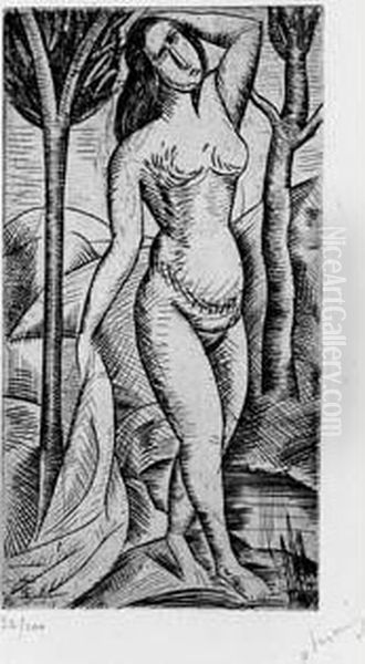 Nu, Ou Baigneuse Nue Aux Arbres. Vers 1909. - view 1