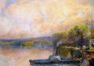 Ferry on the Bouille by Albert Lebourg