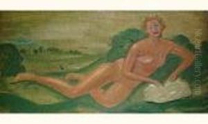 Nu Allonge Dans Un Paysage, Circa 1946-1950 by Andre Derain