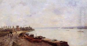 Barges on the Seine, near Paris