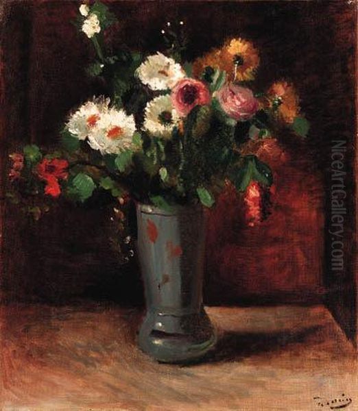 Fleurs Dans Un Vase Bleu - view 1