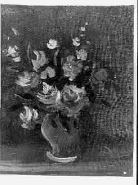 Vase De Fleurs. Huile Sur Toile Signee En Bas A Droite - view 1