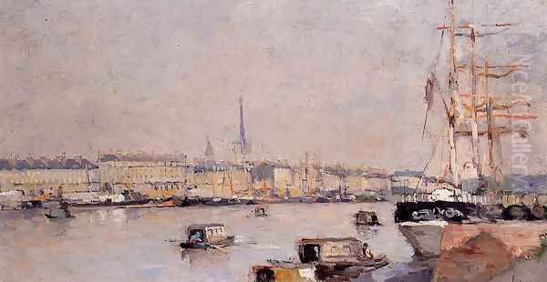 The Port of Rouen with Cathedral - view 1