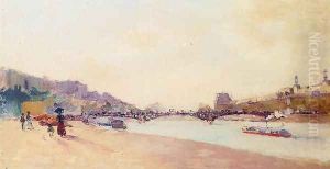Paris, the Seine and the Pont des Saint-Peres, with the Louvre by Albert Lebourg