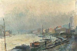 La Seine au Bas-Meudon, en hiver effet de neige et de gele La Seine au Bas-Meudon, en hiver effet de neige et de gele