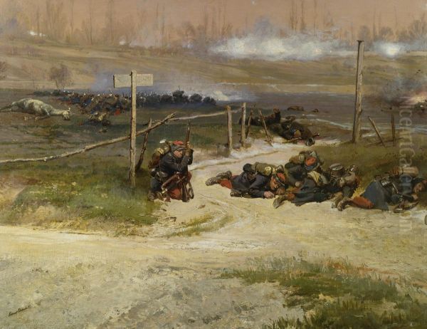 Au Pied Du Poteau: A Fragment From The Panorama Of The Battle Of Champigny - view 1