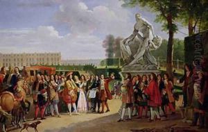 Louis XIV 1638-1715 Dedicating Pugets Milo of Crotona in the Gardens at Versailles by Anicet-Charles-Gabriel Lemonnier