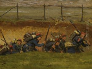 Dans Un Ravin. Lignards 1: A Fragment From The Panorama Of The Battle Of Champigny by Jean Baptiste Edouard Detaille