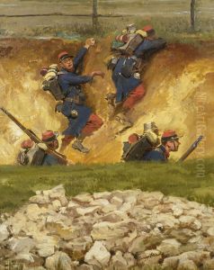 Dans Un Ravin. Lignards 3: A Fragment From The Panorama Of The Battle Of Champigny by Jean Baptiste Edouard Detaille