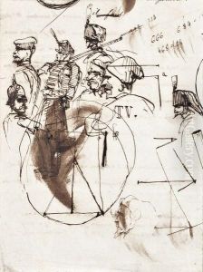 Etude De Tetes Militaires by Jean Baptiste Edouard Detaille
