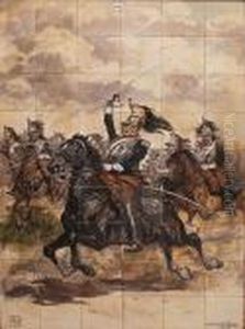 Military Plaque Painting by Jean Baptiste Edouard Detaille