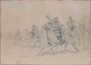 La Charge Des Hulans by Jean Baptiste Edouard Detaille