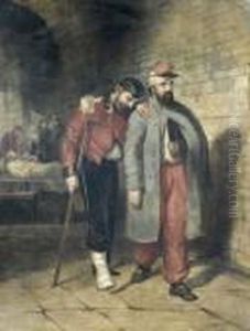 Verwundete Soldaten In Lazarett. by Jean Baptiste Edouard Detaille