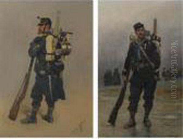 Works From The Collection Of Stanley J. Seeger
 

 
 
 

 
 Un Soldat De L'infanterie; Un Soldat Avec Son Equipement: Two Paintings - view 1