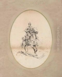 Military Man On Horseback by Jean Baptiste Edouard Detaille