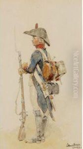 Etude D'officiers- Fantassin En Pied by Jean Baptiste Edouard Detaille